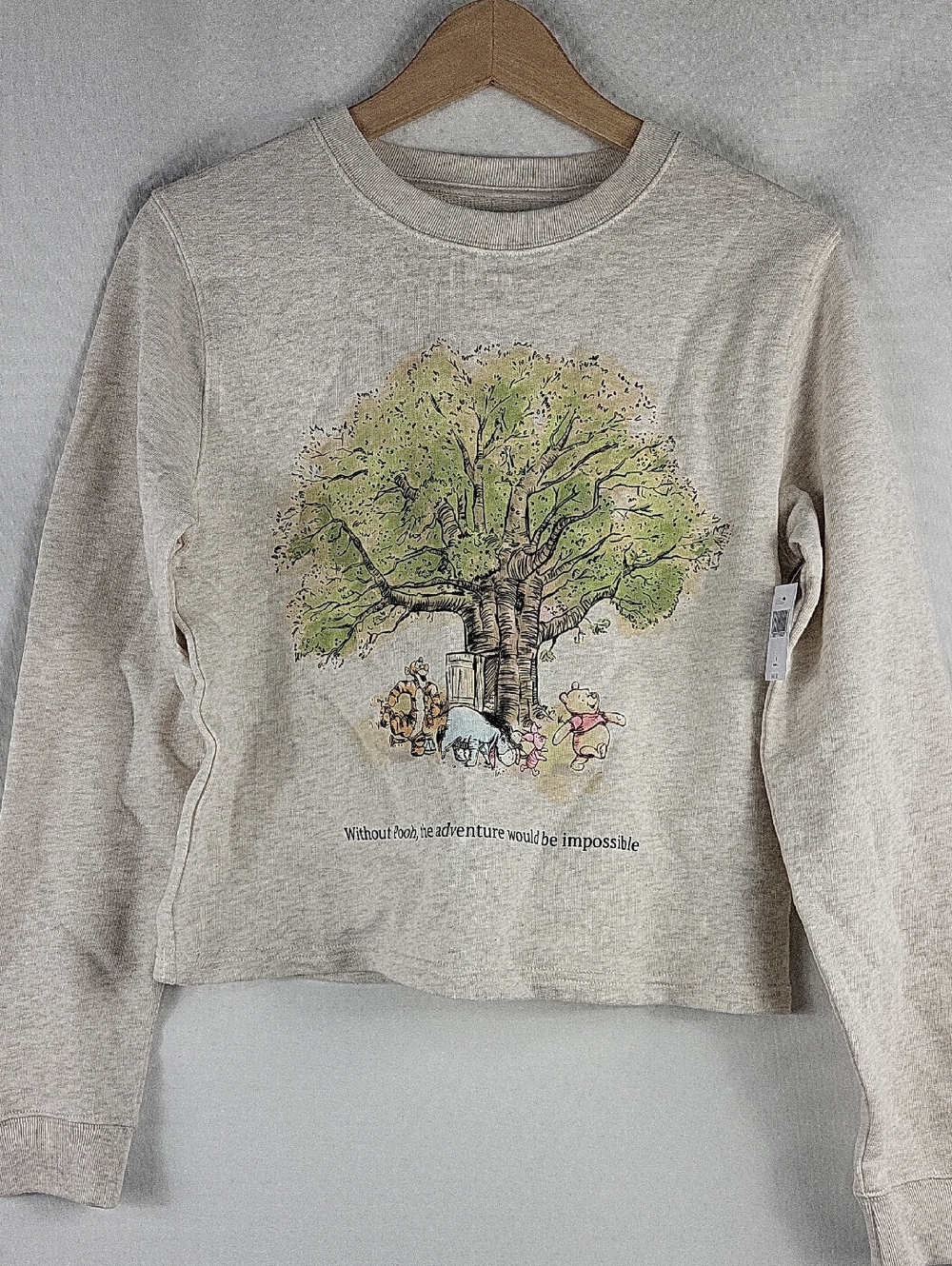 Beige Long-Sleeve Sweatshirt with Winnie the Pooh Tree Graphic